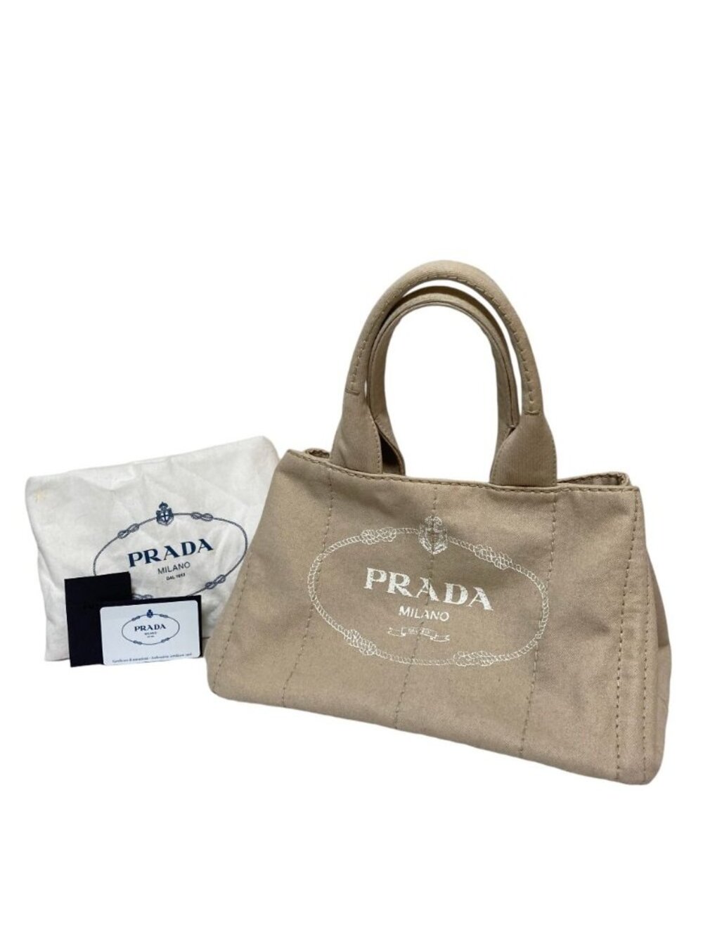 Prada Canapa Denim Tote Beige - Picture 12 of 15